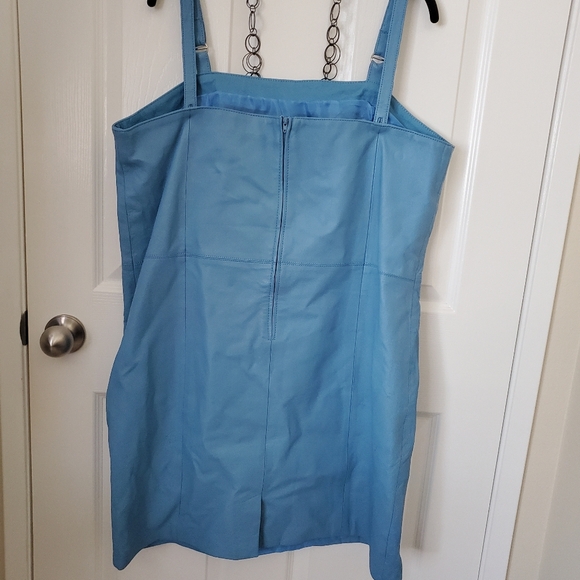 Newport News Blue Leather Mini Dress Women's Size 18 - Picture 5 of 9